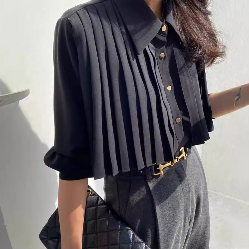 【tops】ラペルギャザーブラウスF8375