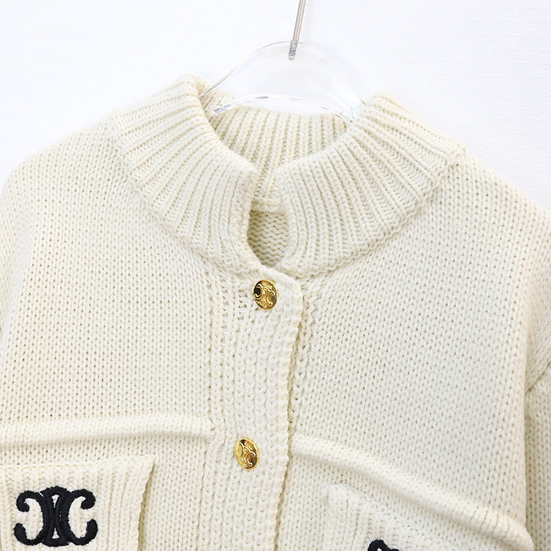 【outer】ラウンドネックニットカーディガンF8340