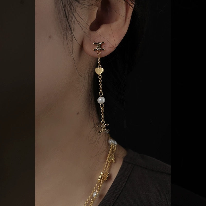 【小物】英字柄パールピアスアクセサリーG21625