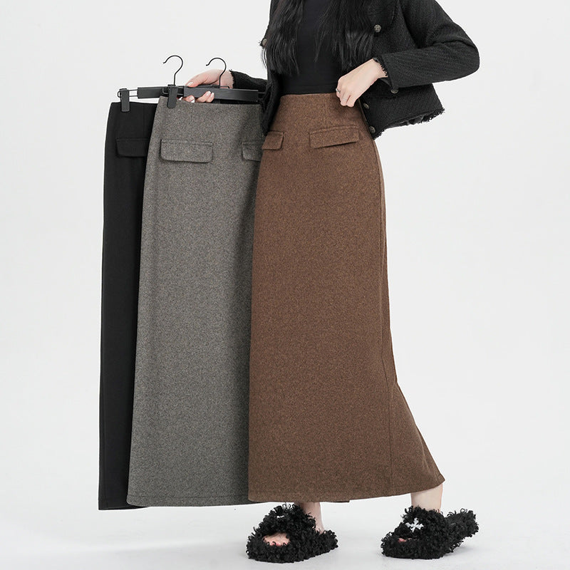 【bottoms】スリットラシャ生地スカートG24427