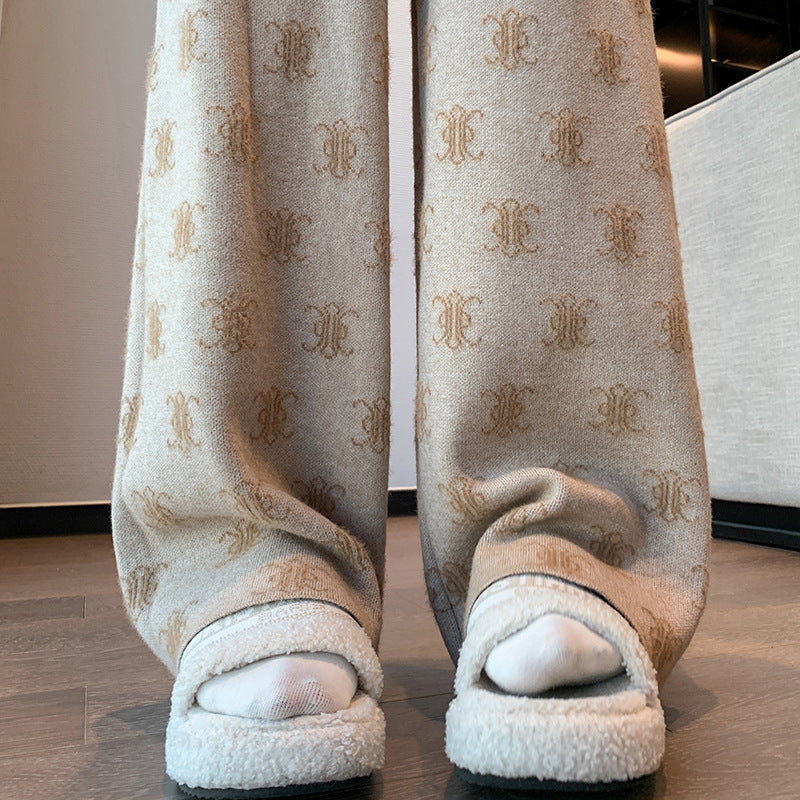 【bottoms】裏起毛ニットガウチョパンツG24497