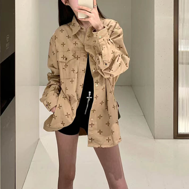 【tops】プリント長袖シャツG23439