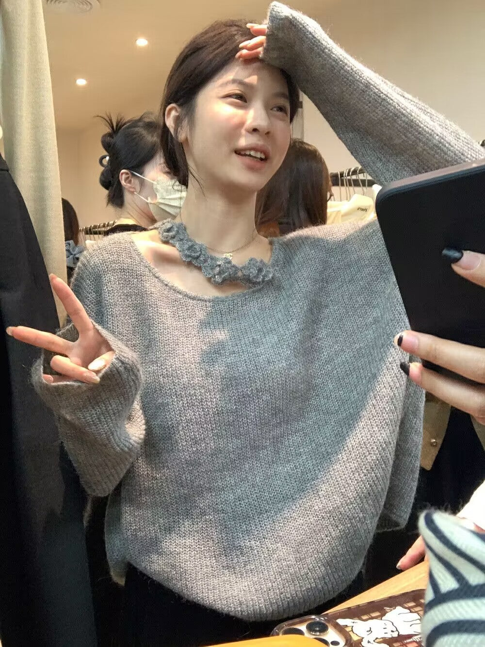 【tops】ゆったりオブリークネックニットG23838