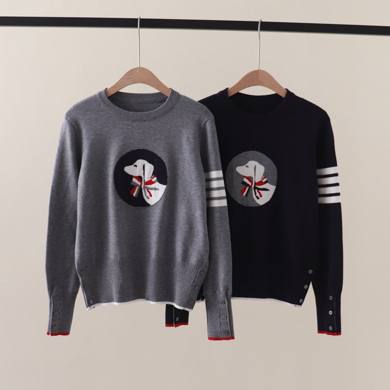 【tops】ラウンドネック長袖ニットセーターG23537