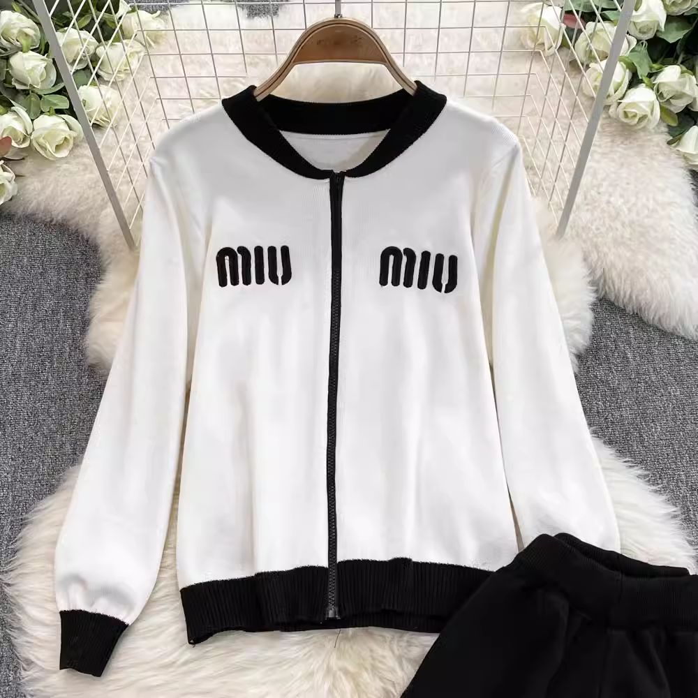 【set】ジップアップニット&ワイドパンツ  K0132