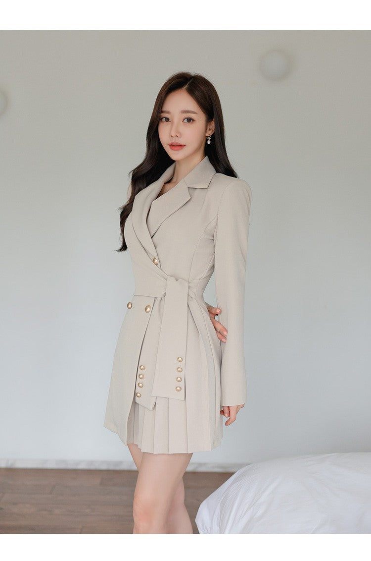 【dress】3色ウェスト絞りOL通勤ワンピースF8034