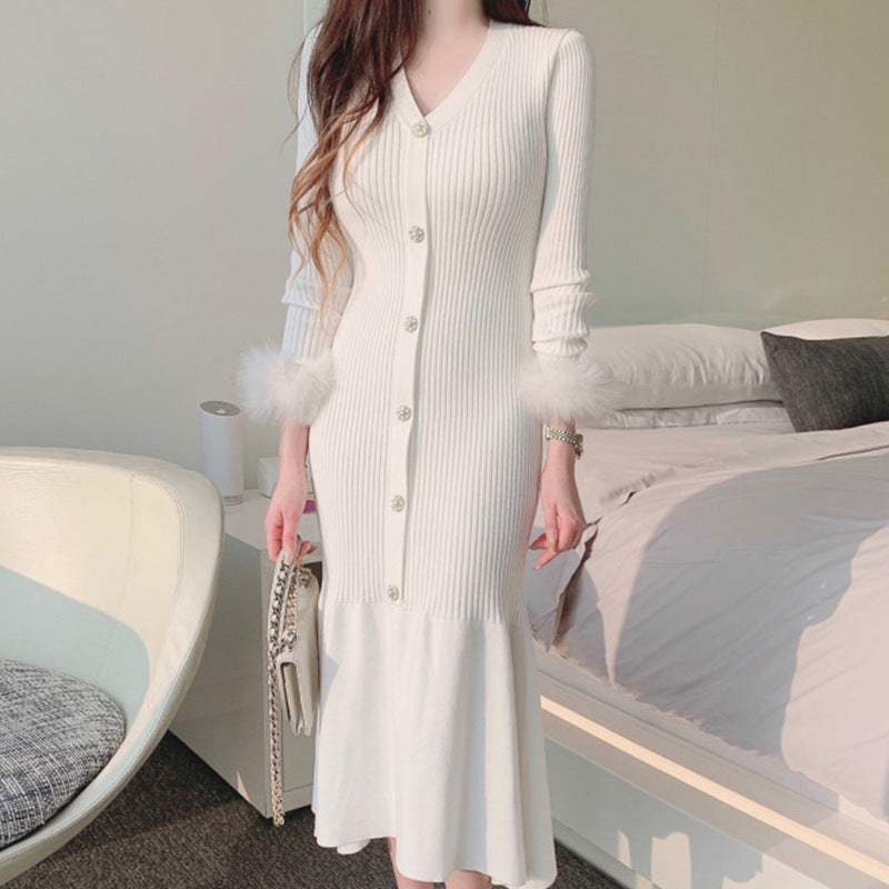 【dress】3色長袖ニットワンピースF8460