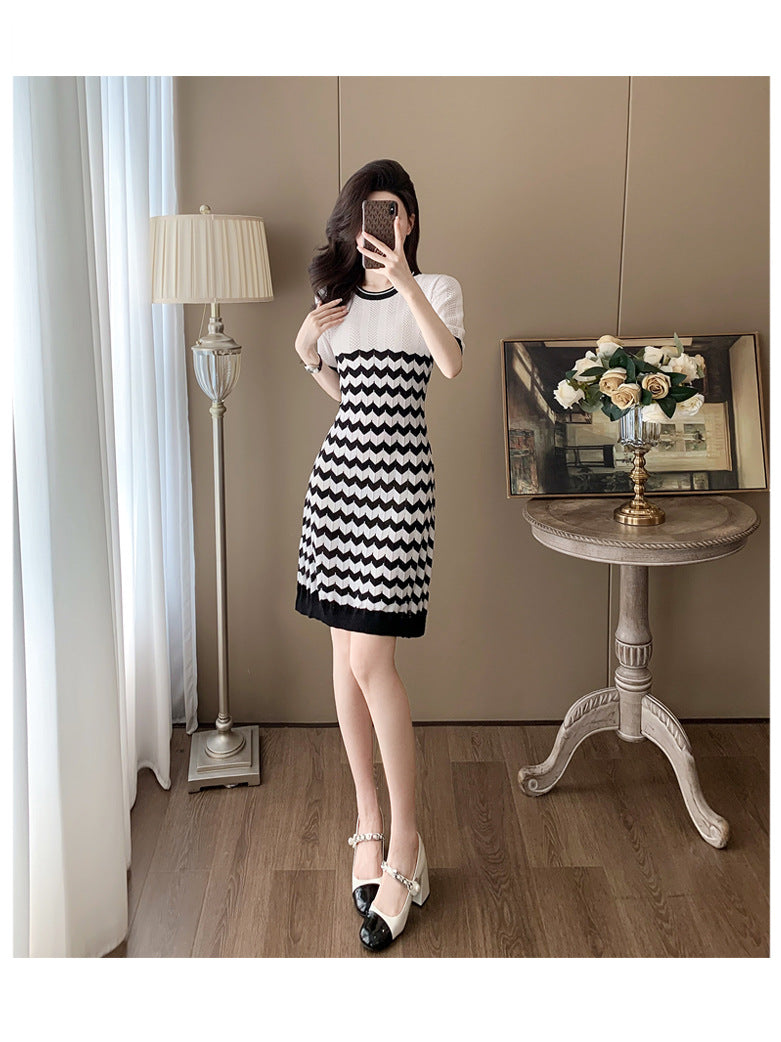 【dress】ストライプ柄ニットワンピースG21717