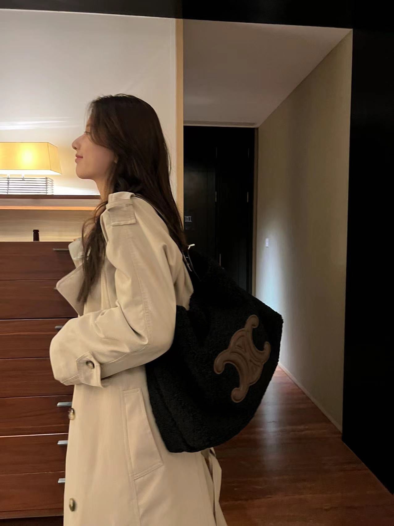 【小物】4色ふわふわトートバッグF8397