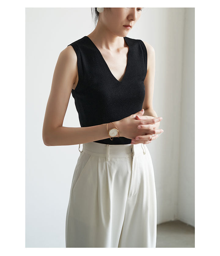 【tops】4色VネックタンクトップF7593