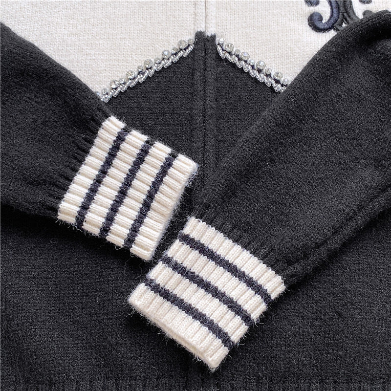 【outer】配色長袖ニットカーディガンF8299