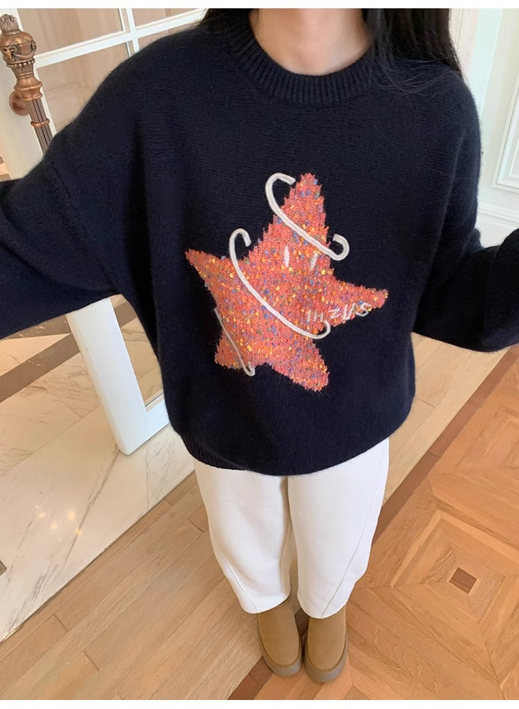 【Tops】3色長袖ニットセーターF8278