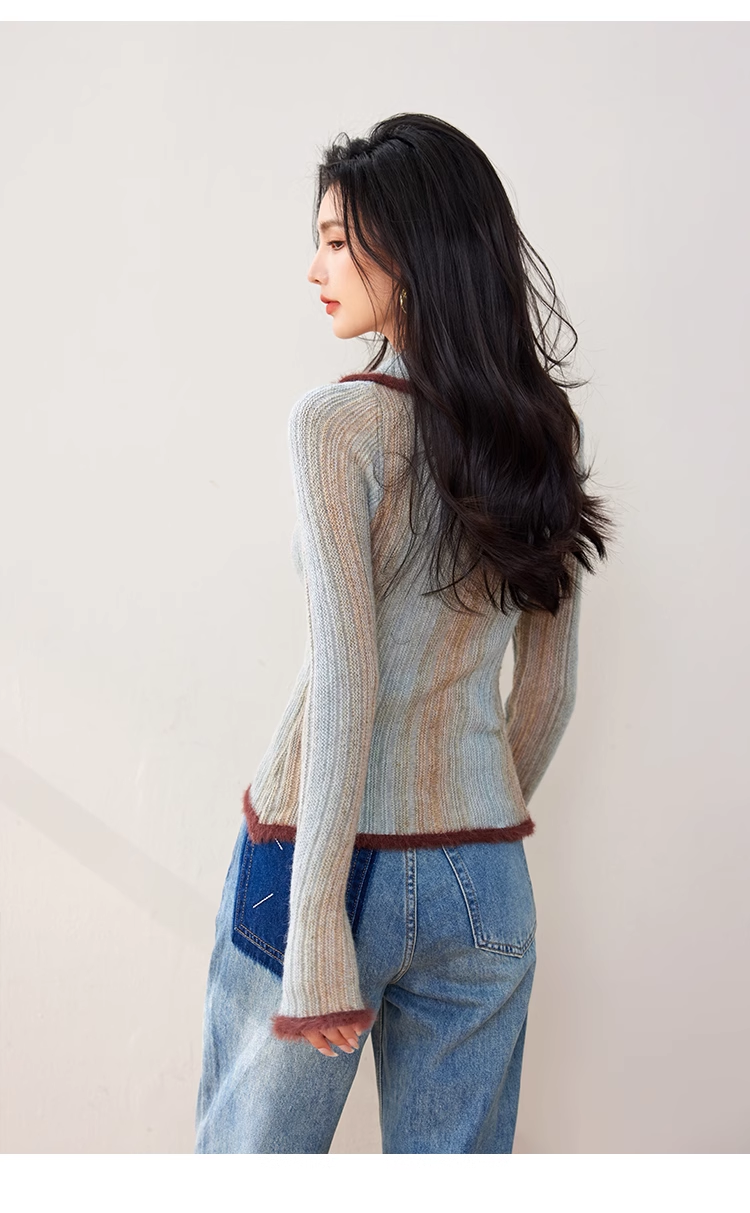 【set】ジップアップハイネックセーター K0133