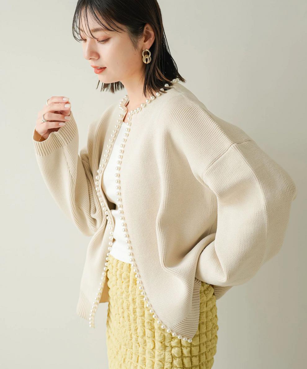 【outer】パールニットカーデ　M25572