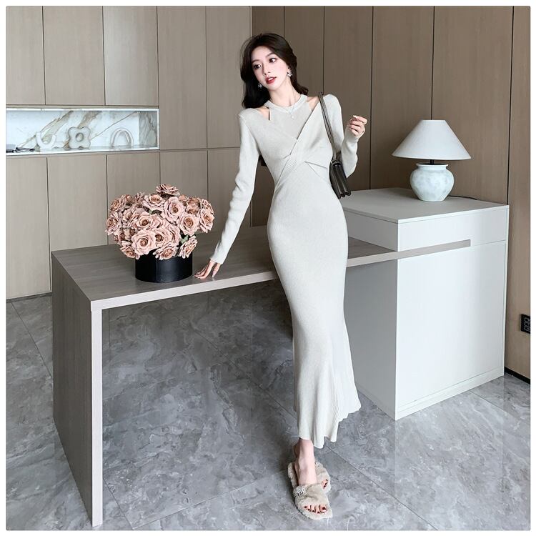 【dress】切り替えニットワンピース　M28022