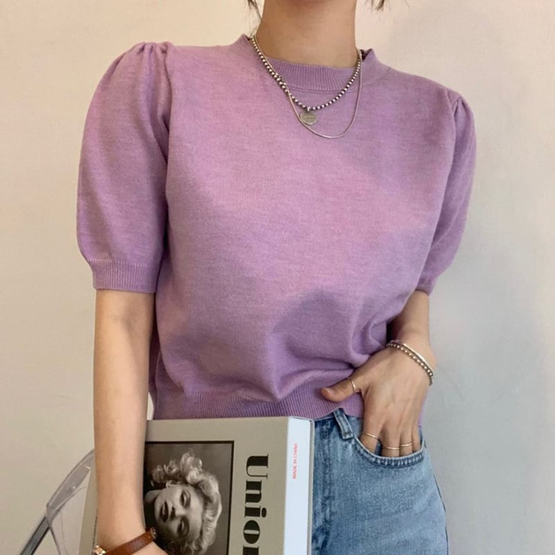 【tops】5色ニットＴシャツF7426