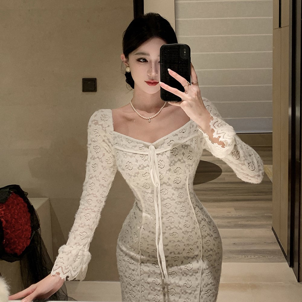 【dress】レース切り替えワンピース　M26143