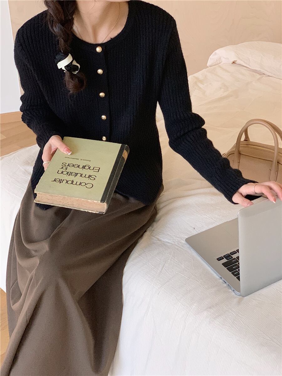 【outer】クルーネックニットカーデ　M18884