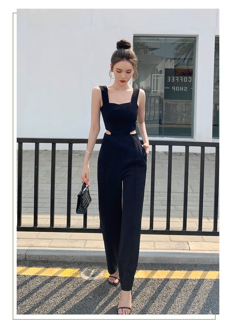 【set】ノースリーブ透かし彫りオールインワンF7263