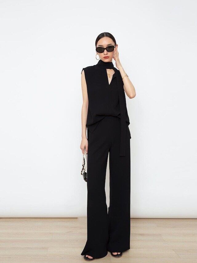 【set】ノースリーブタンクトップ+ガウチョパンツセットアップF7319