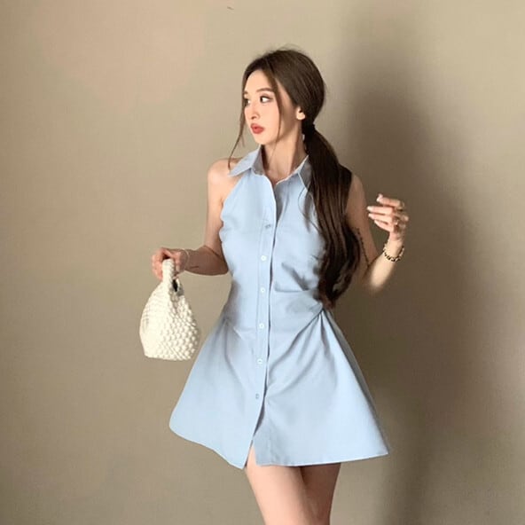 【dress】ノースリーブシャツワンピース　M24539