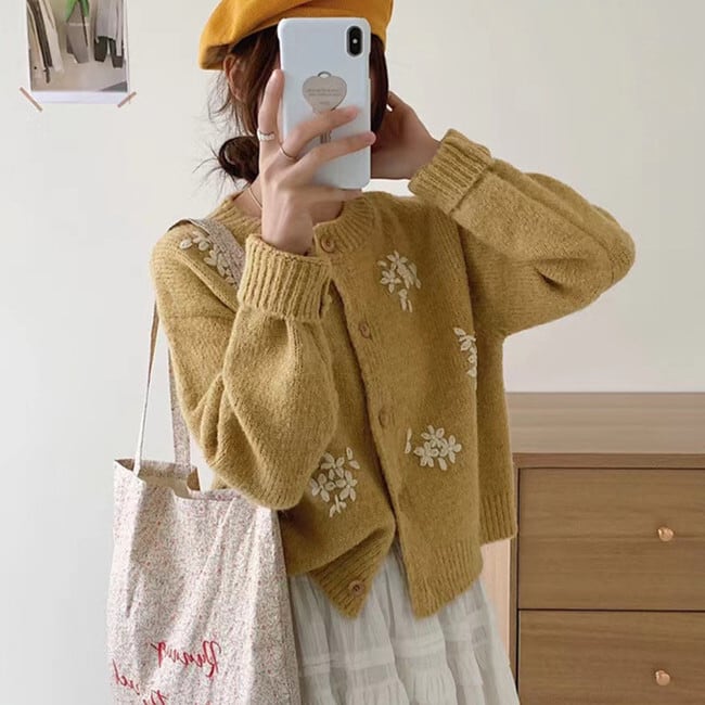 【outer】刺繍ニットカーデ　M17962