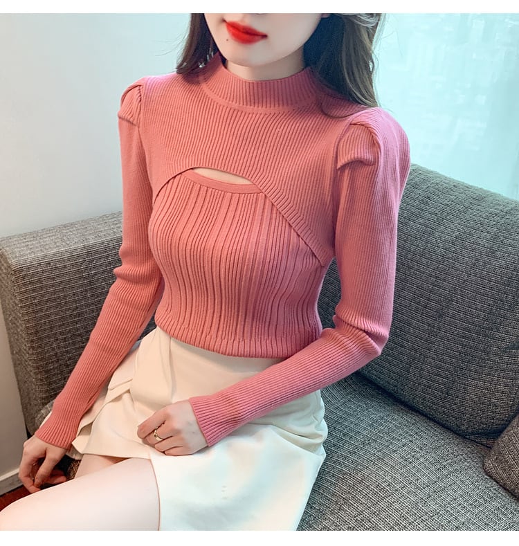【tops】カットワークニットトップス　M26209
