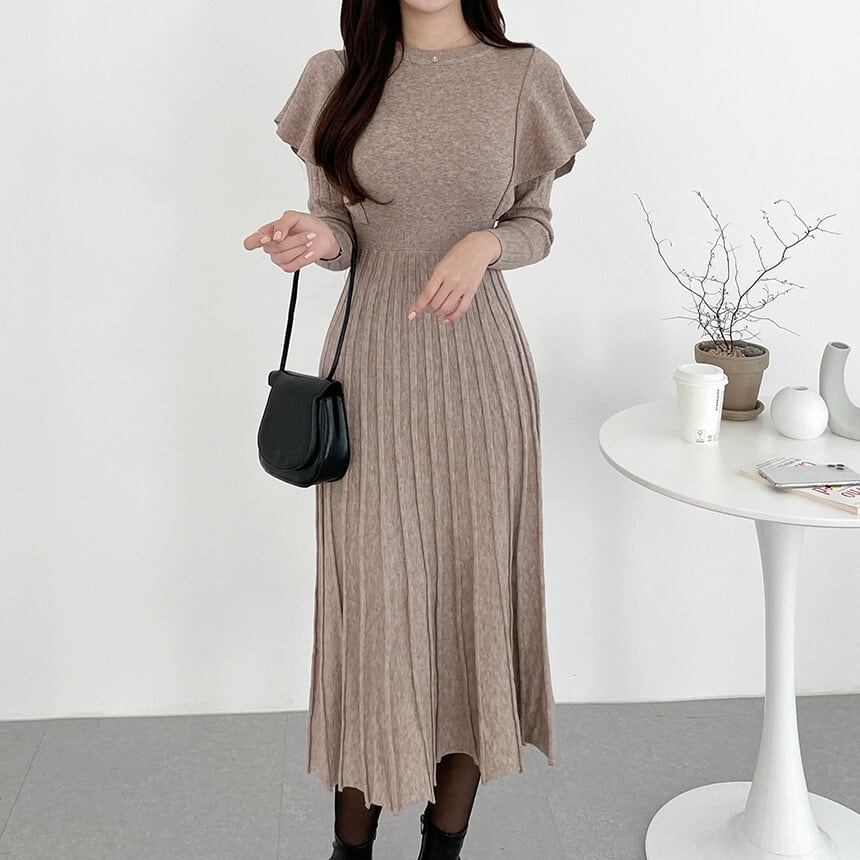 【dress】フリルニットワンピース　M26191