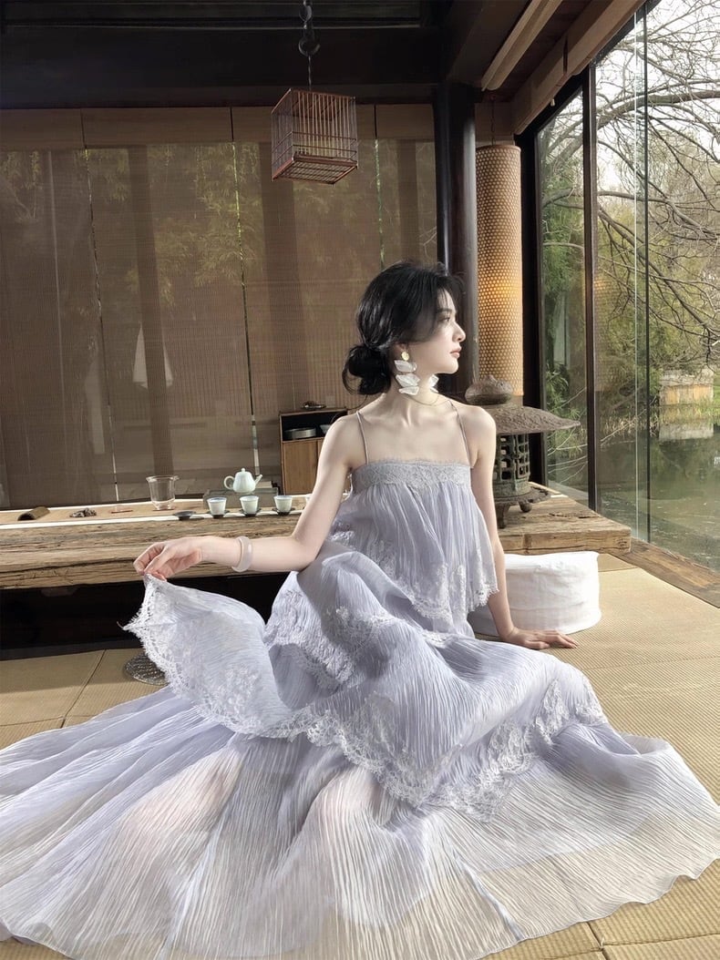 【dress】ティアードロングキャミワンピース Q8358