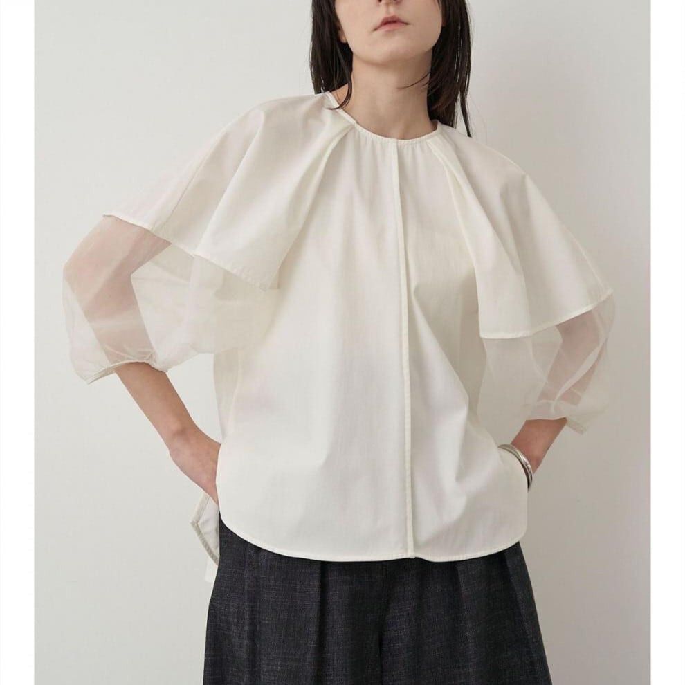 【tops】チュールコンビブラウス　M29949