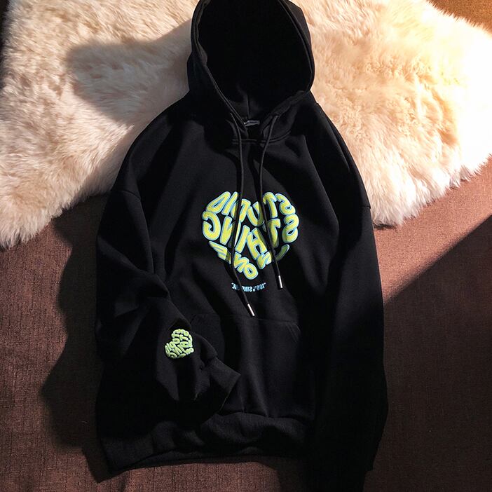 【tops】韓国ファッションINS風フード付き長袖英字柄配色ゆったり着回しF0805