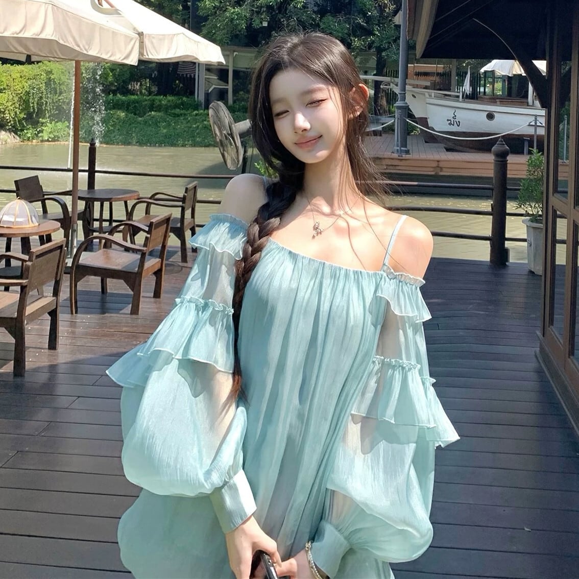 【dress】パフスリーブバルーンミニワンピース　N3581