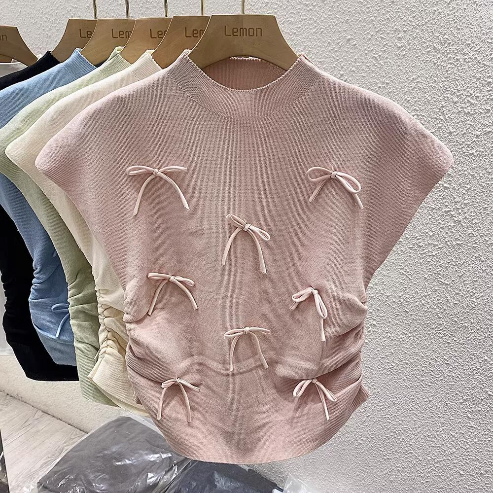 【tops】5色リボンニットタンクトップF7261