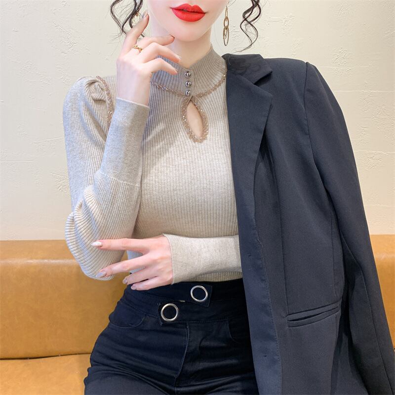 【tops】ビジューニットトップス　M28221