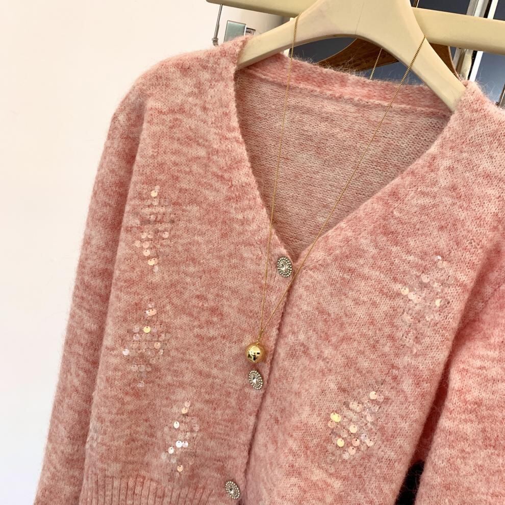 【outer】スパンコールニットカーデ　M29266