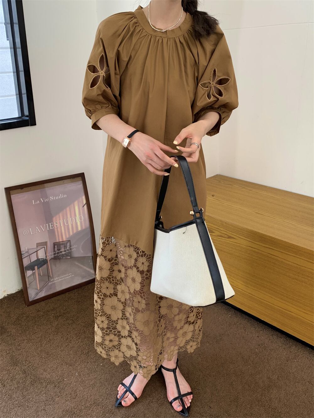 【dress】レース切り替えワンピース　M29778