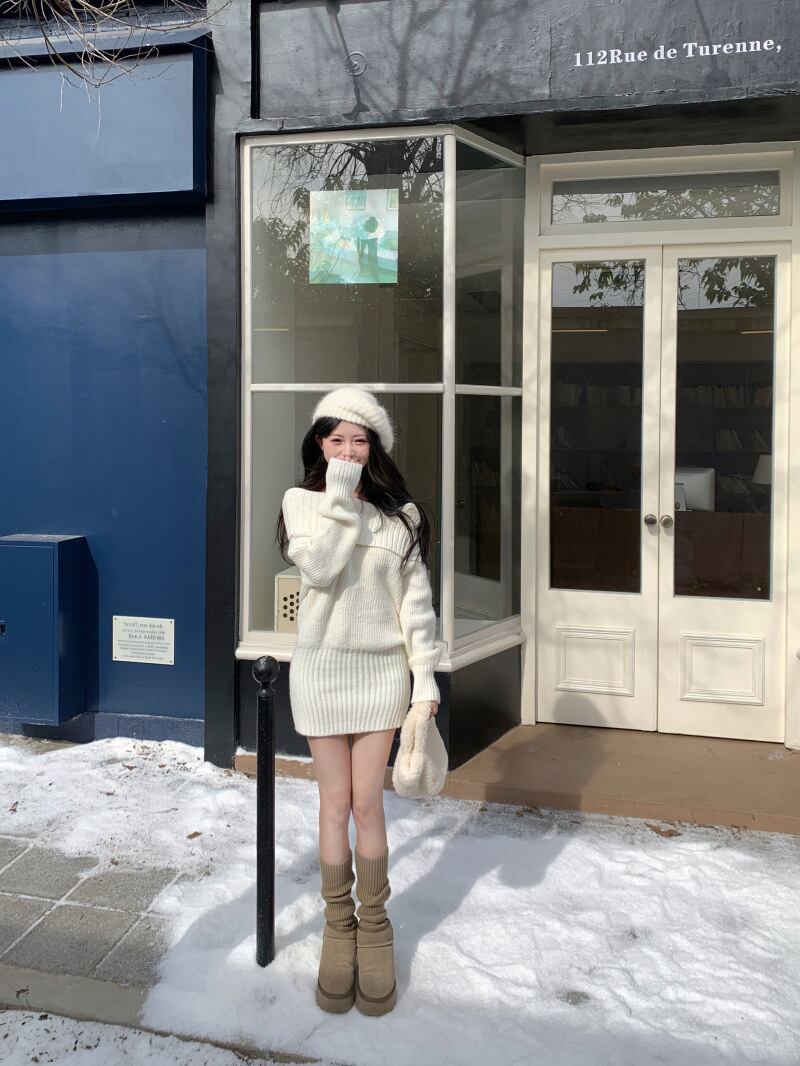 【dress】オフショルダーニットワンピース　M28499