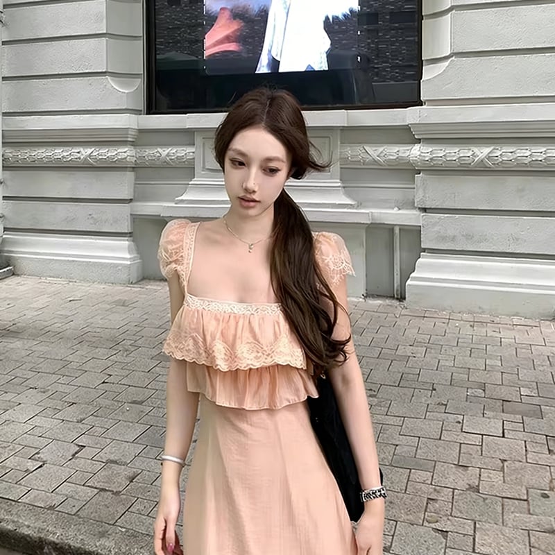【dress】レースドッキングキャミワンピース Q8033