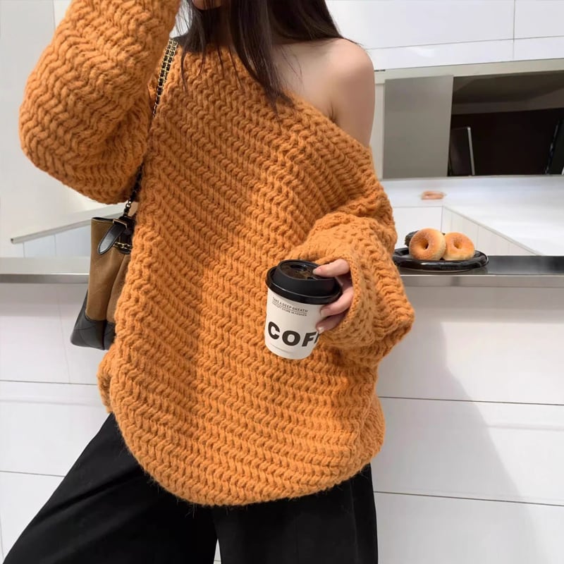 【tops】ワンショルダーニットトップス Q7153