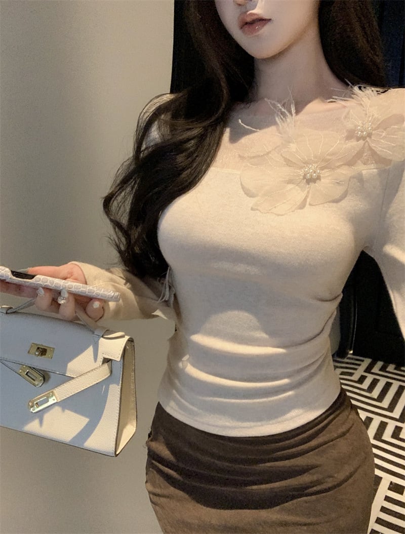 【tops】チュールコンビ立体フラワートップス　M28376