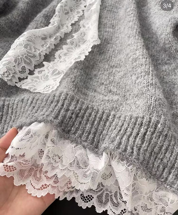 【tops】レース切り替ニットセーター　M27085