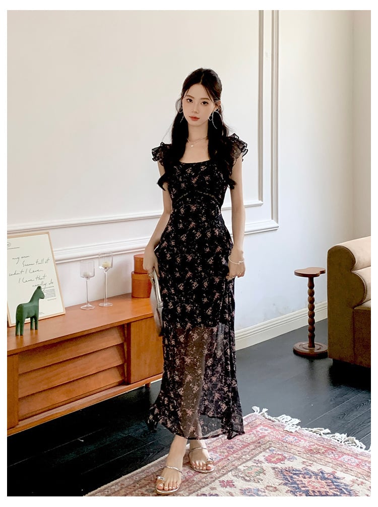 【dress】フリル花柄ワンピース　M25208