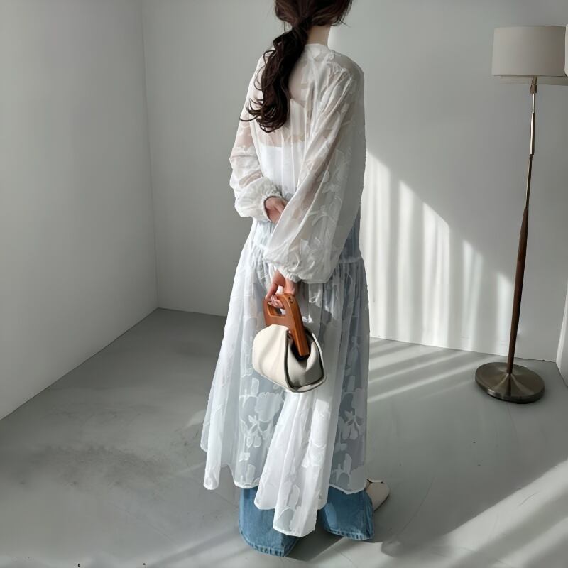 【dress】フリルランタンスリーブワンピース G20313