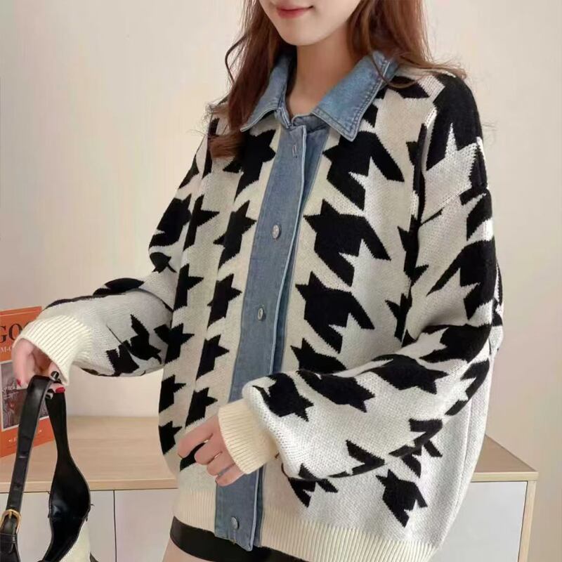 【outer】デニムドッキングニットカーディガン Q6736