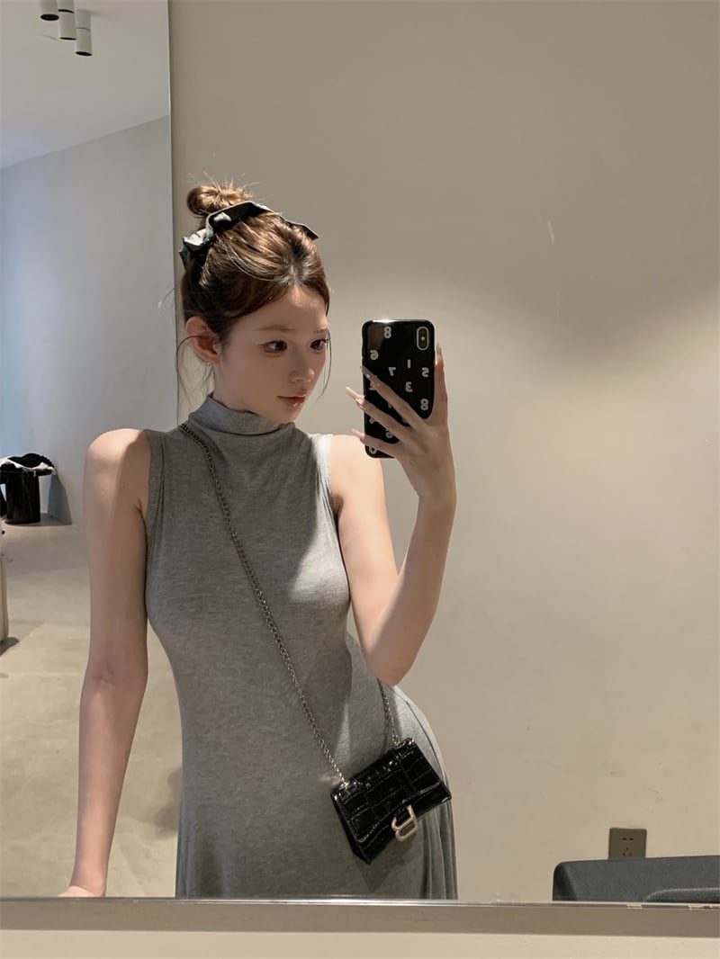 【dress】ハイネックノースリーブワンピース　N2978