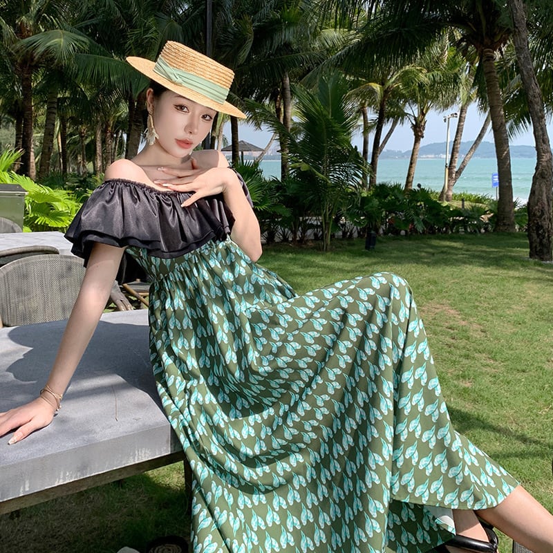 【dress】フリル切り替えワンピース　M25295
