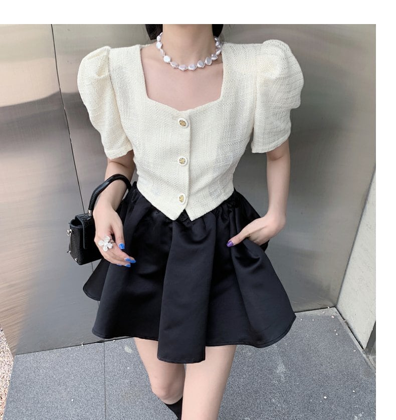 【set】パフスリーブブラウス+スカート２点セットG20680