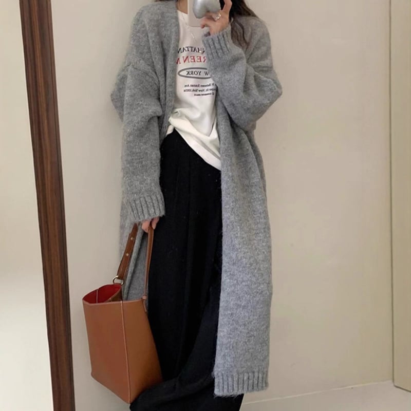 【outer】ロングニットカーディガン Q7155