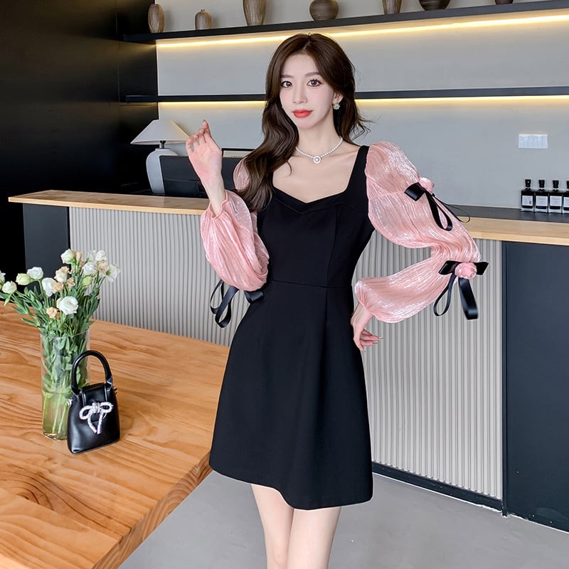【dress】リボン付き切り替えワンピース　M26331