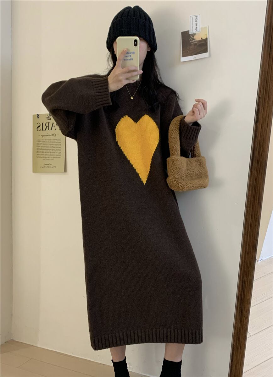 【dress】ハート柄ニットワンピース 　N2240